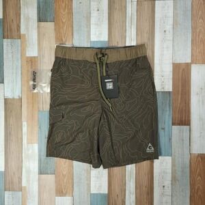 Gerry Mens Board Shorts Olive Camo Topographic Swim Trunks Cargo Pocket Sm NEW